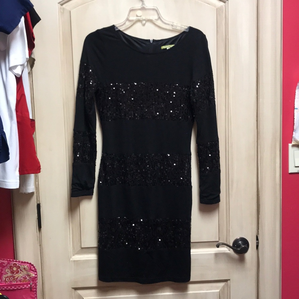Gianni bini black long sleeve sequin dress